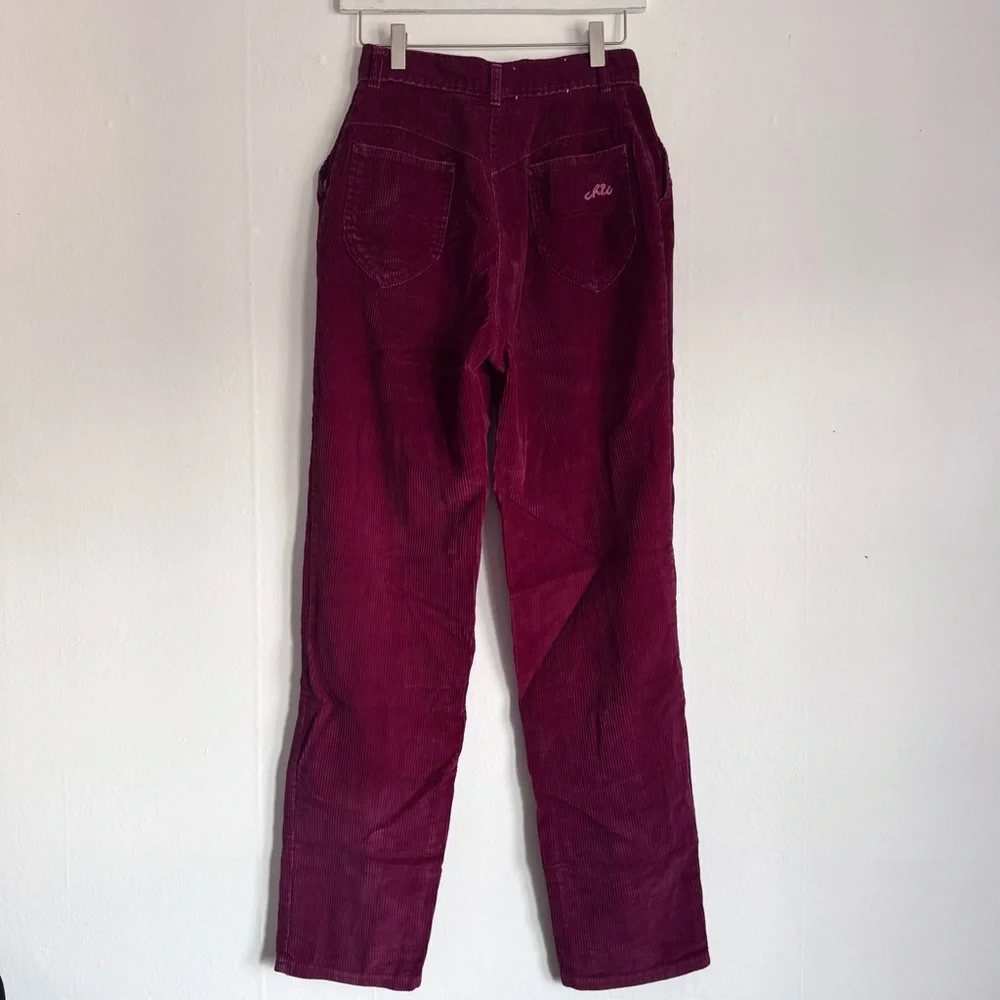 Vintage High Waisted Pleated Corduroy Pants (Burgundy) - Picture 4 of 5